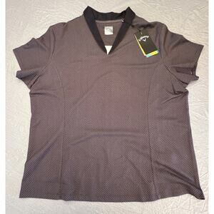 Callaway Women’s Golf Polo XXL 2XL Opti-Dri Geometric Black Gray